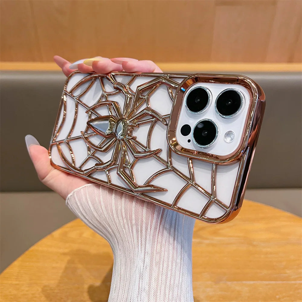 Electroplated Spider Hollow Heat Dissipation TPU Phone Case for iPhone