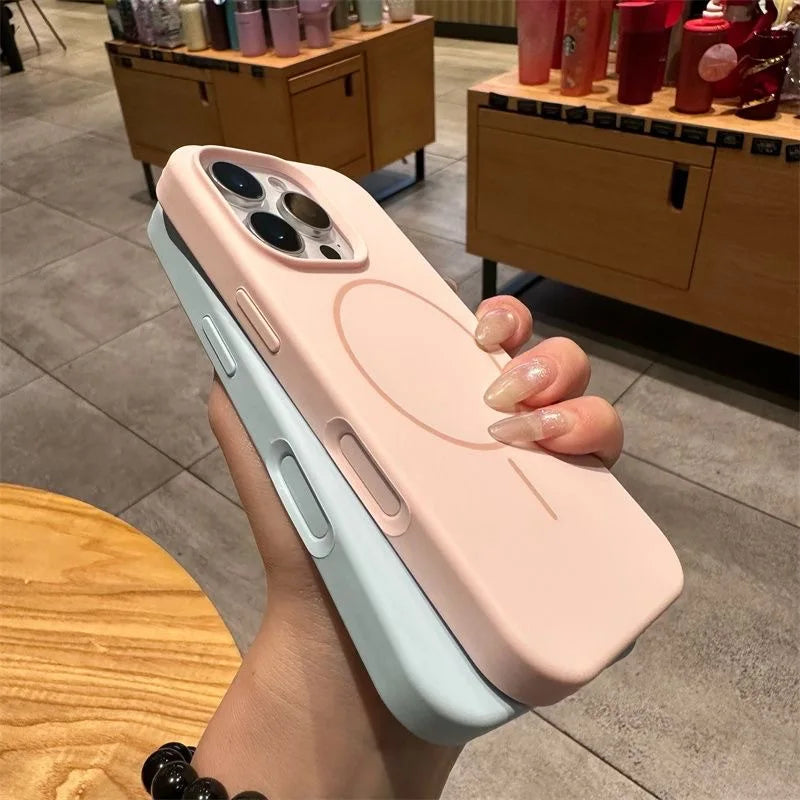 Liquid Silicone Magnetic Case iphone 15 Promax with Real Velvet Microfiber Lining for iPhone 17 16 15 14 13 Pro Max Plus