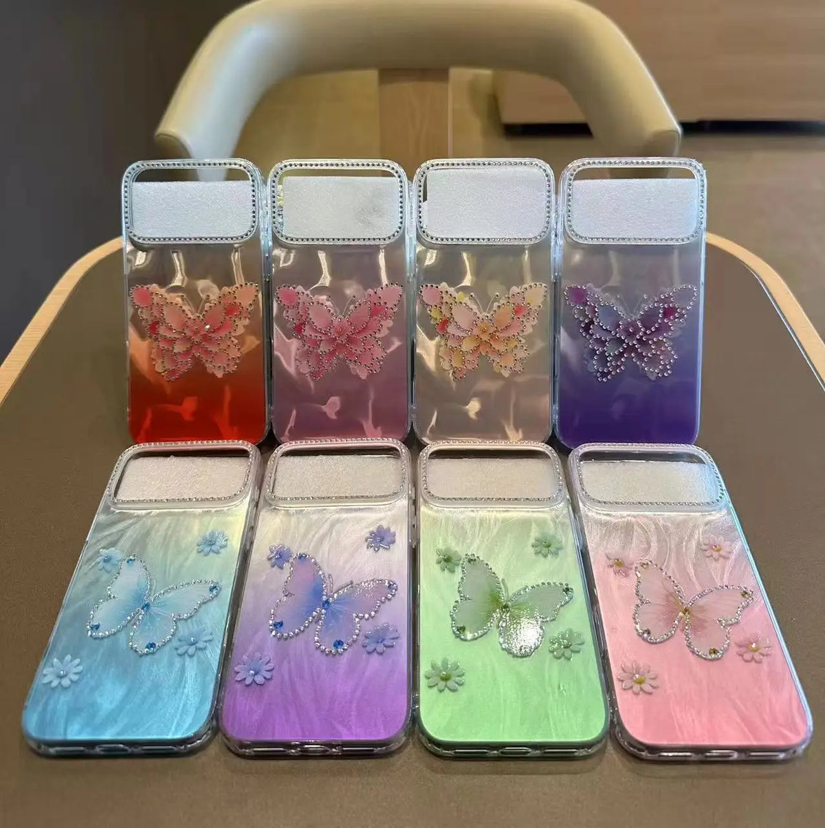 Electroplated Glitter Butterfly Stand Phone Case for iPhone