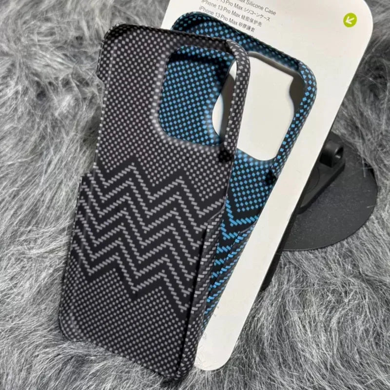 Carbon Fiber Pattern Brushed Hard PC Phone Case for iPhone