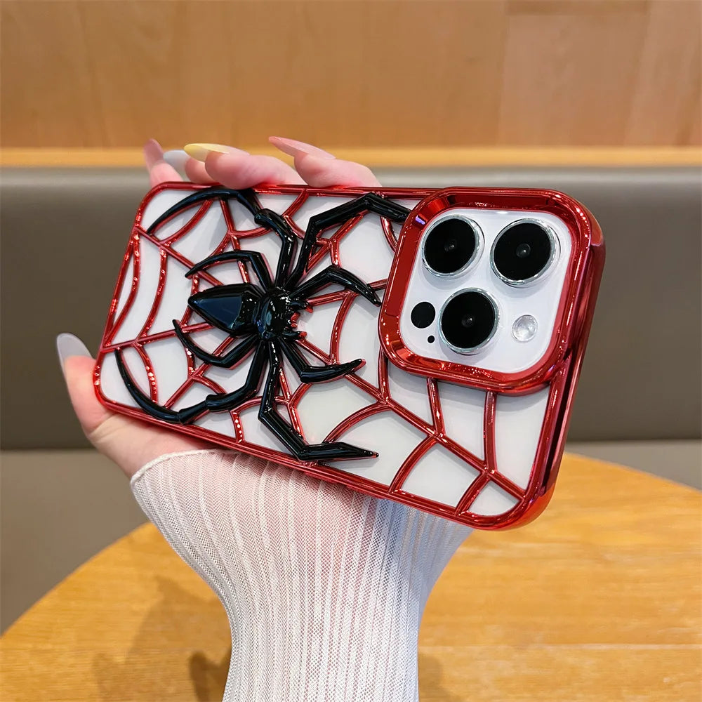 Electroplated Spider Hollow Heat Dissipation TPU Phone Case for iPhone