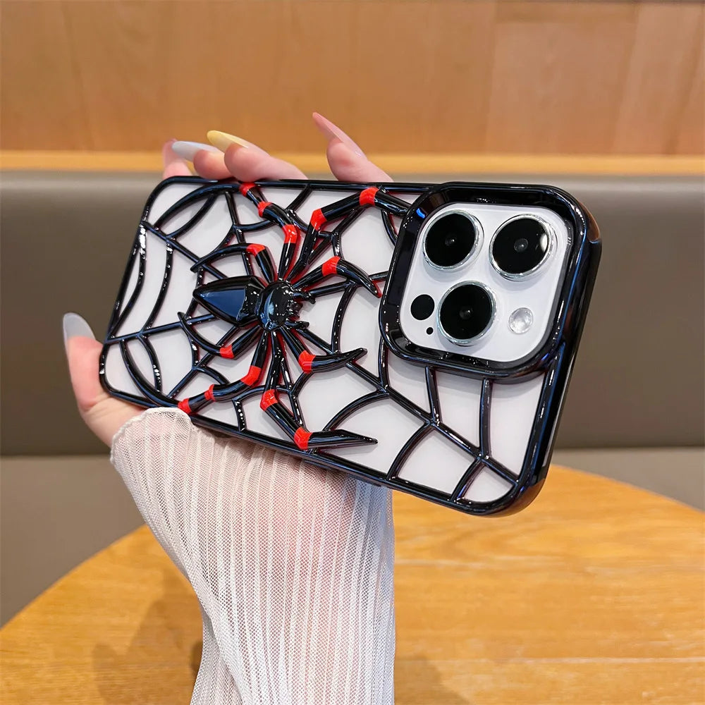 Electroplated Spider Hollow Heat Dissipation TPU Phone Case for iPhone