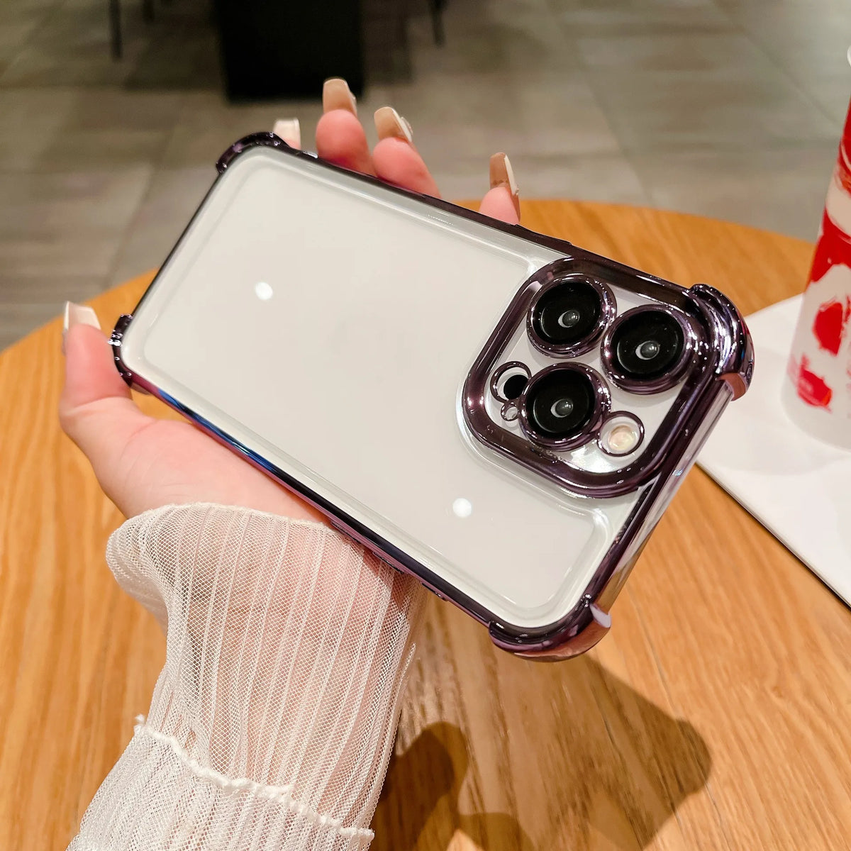 Electroplated Hard Acrylic Clear Shockproof Phone Case for iPhone