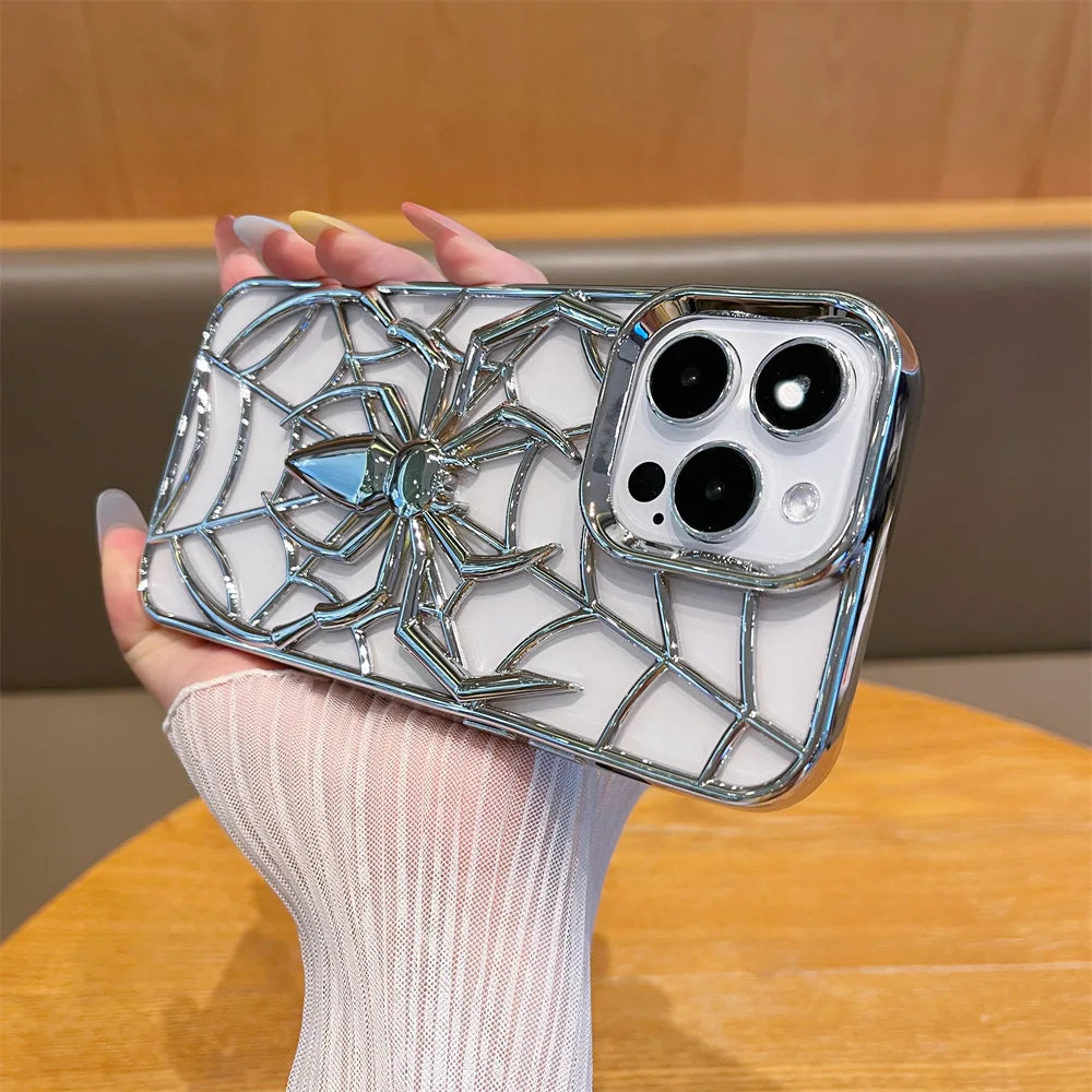 Electroplated Spider Hollow Heat Dissipation TPU Phone Case for iPhone