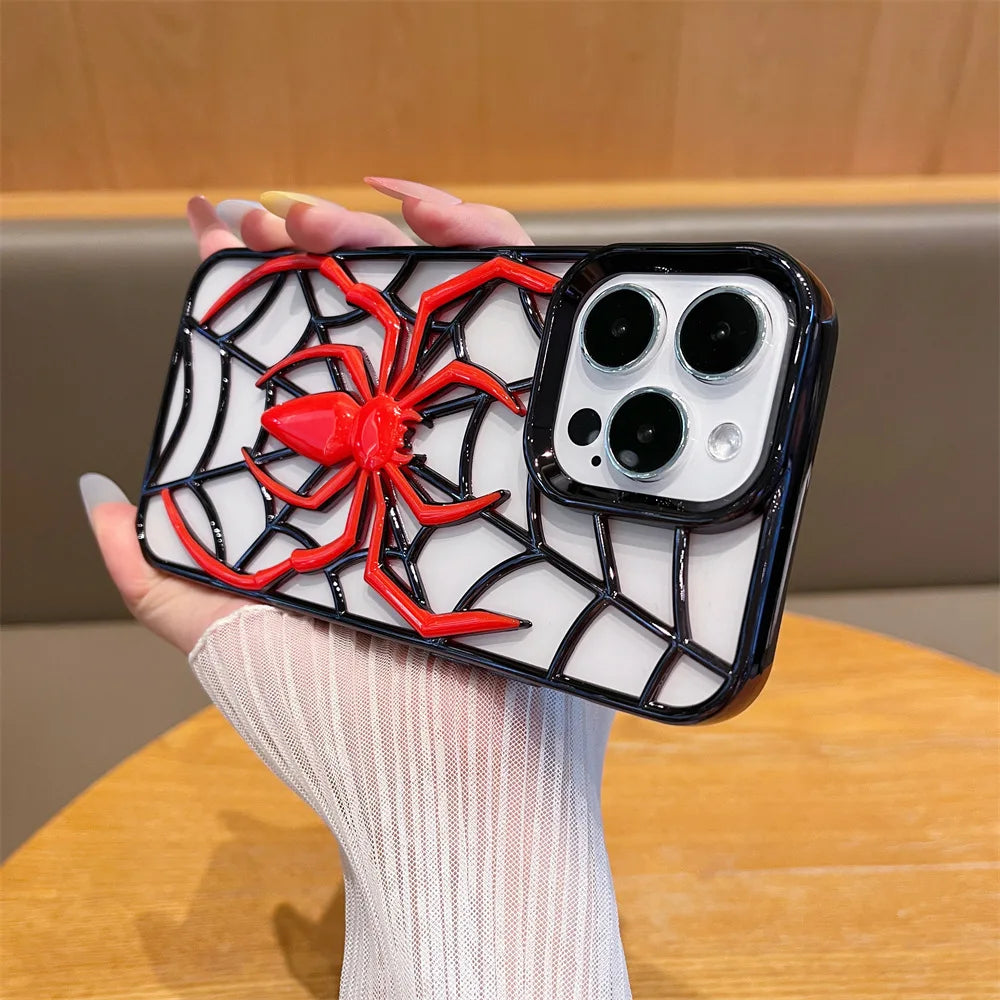 Electroplated Spider Hollow Heat Dissipation TPU Phone Case for iPhone