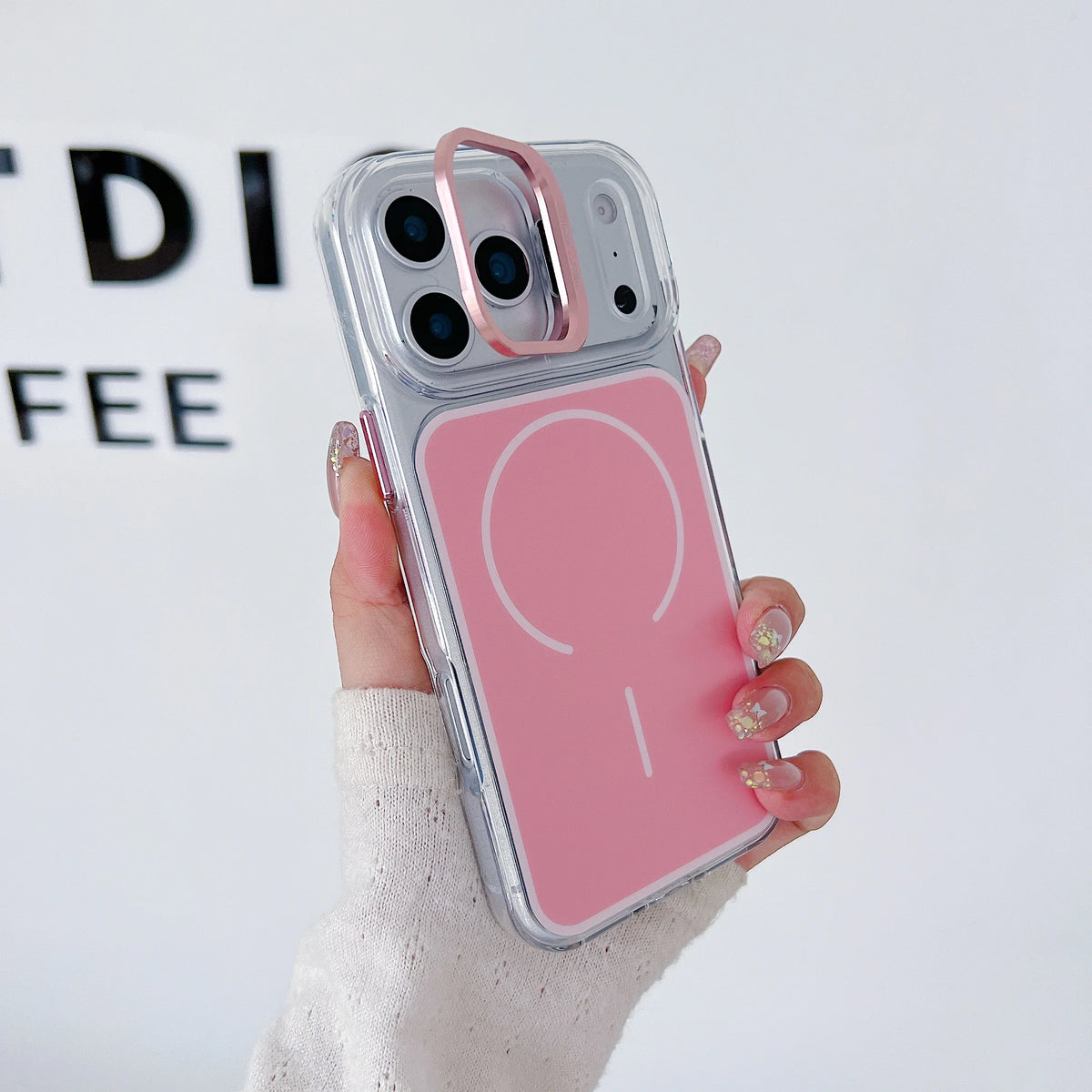 Magnetic Acrylic Lens Holder Shockproof Phone Case for iPhone