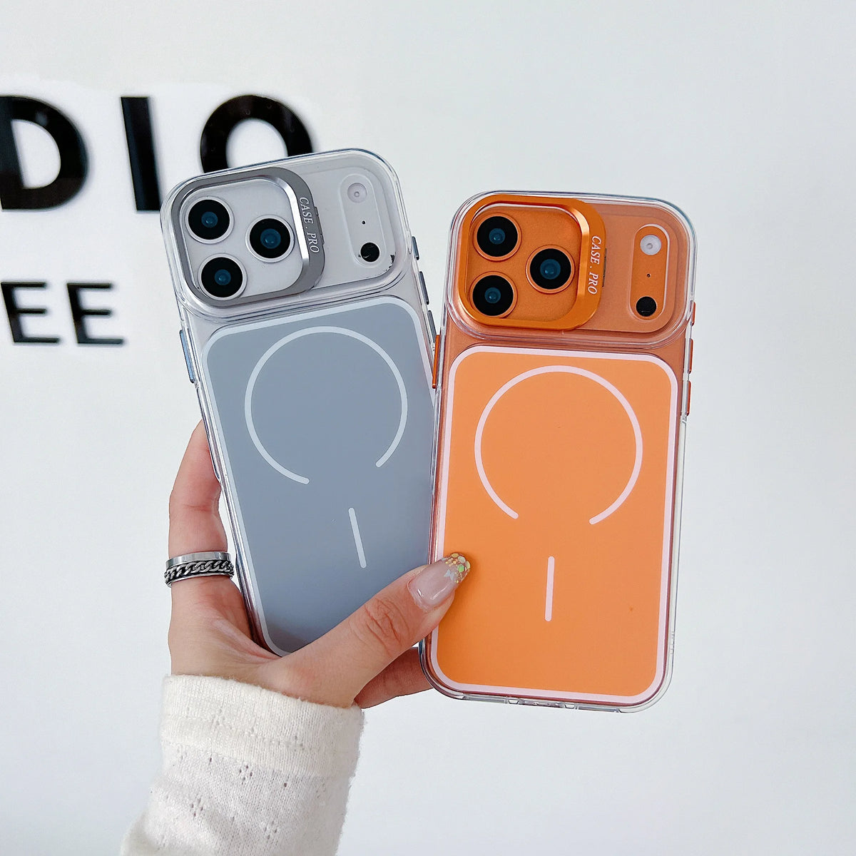 Magnetic Acrylic Lens Holder Shockproof Phone Case for iPhone