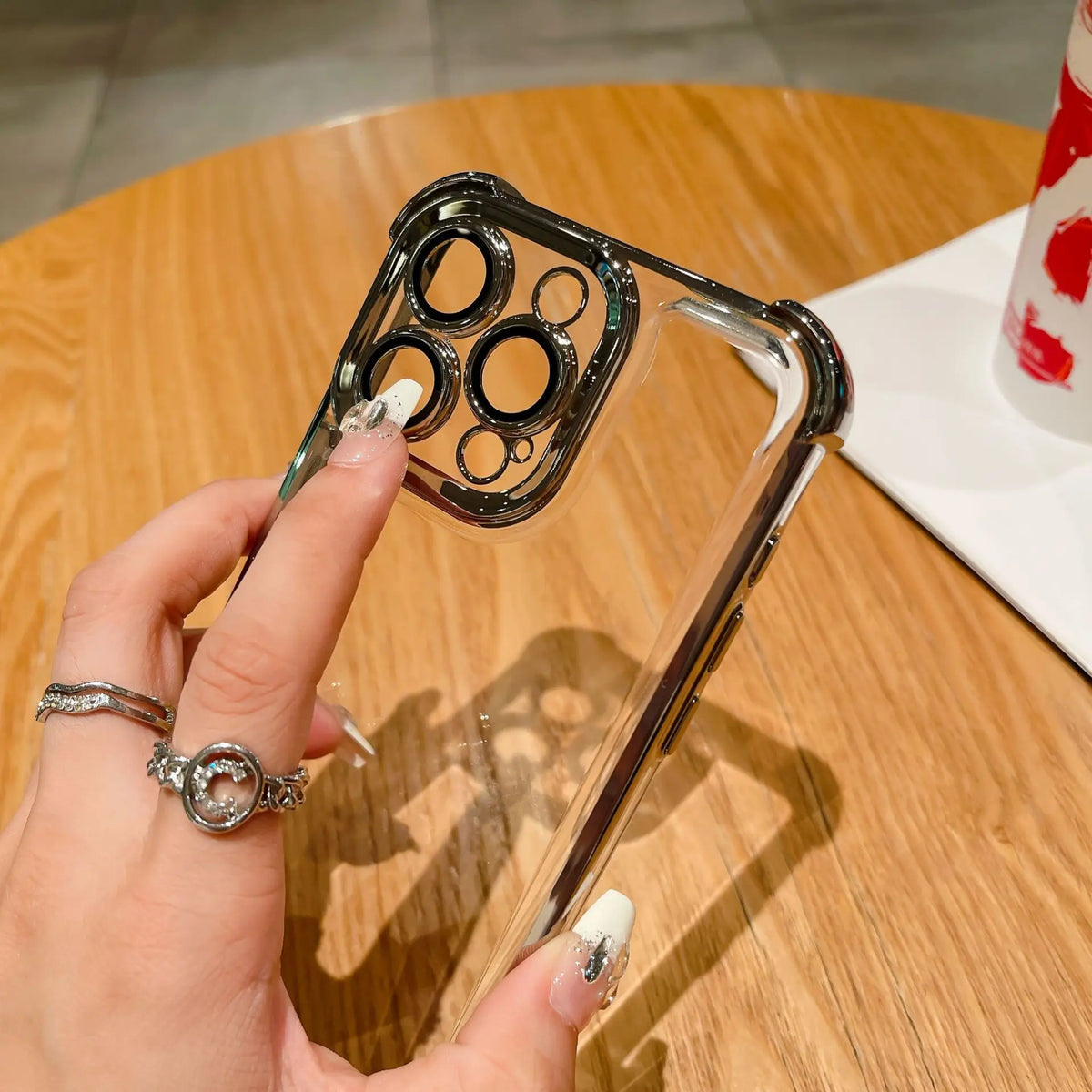 Electroplated Hard Acrylic Clear Shockproof Phone Case for iPhone