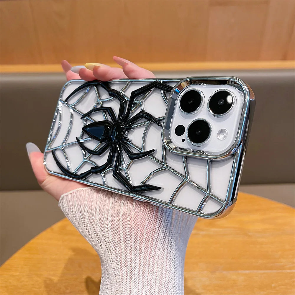 Electroplated Spider Hollow Heat Dissipation TPU Phone Case for iPhone