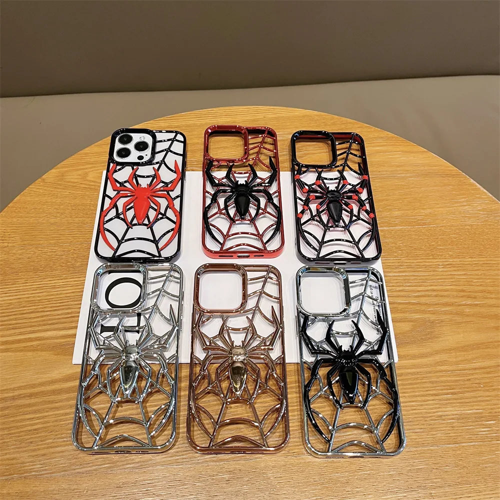 Electroplated Spider Hollow Heat Dissipation TPU Phone Case for iPhone