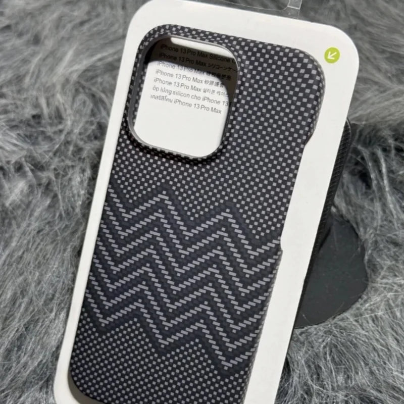 Carbon Fiber Pattern Brushed Hard PC Phone Case for iPhone